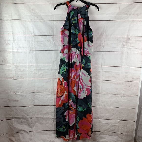 MSK Dress Floral Midi Party Wedding high-low Jeweled 8 M Kaftan lined elastic - Picture 5 of 16